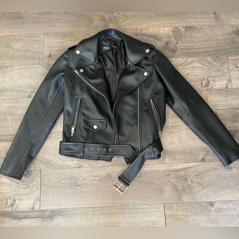 Zara Leather Biker Jacket Black - image 2
